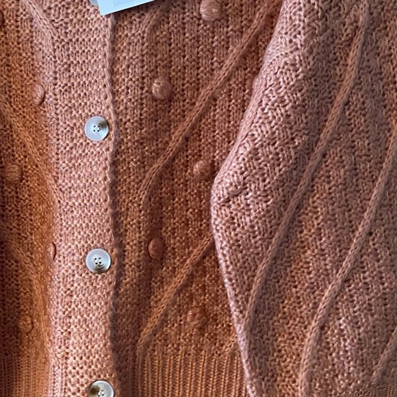 (41)New Blush Knit Button Front Cardigan PomKnit Gorgeous Classy Women’s Sweater - Picture 4 of 4